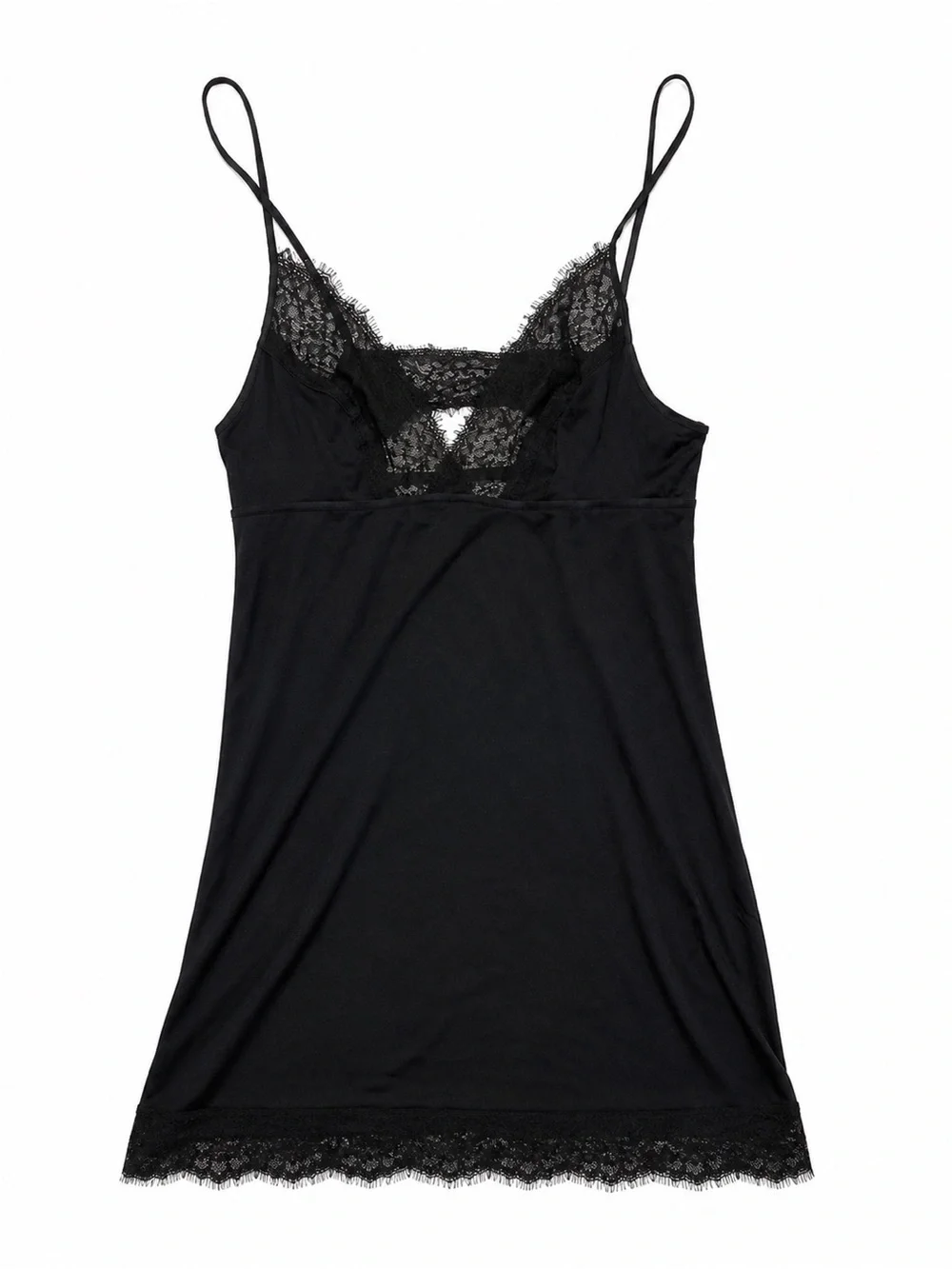 Victoria’s Secret Black Lace Mesh Chemise Slip Dress Size Small Open Back
